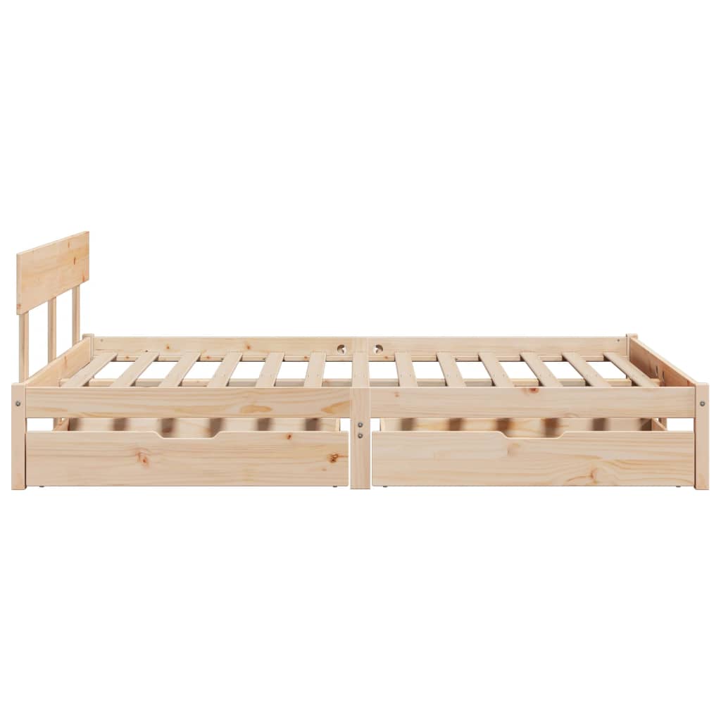 Bed Frame with Drawers 140x200 cm Solid Wood Pine