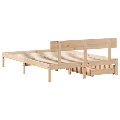 Bed Frame with Drawers 140x200 cm Solid Wood Pine