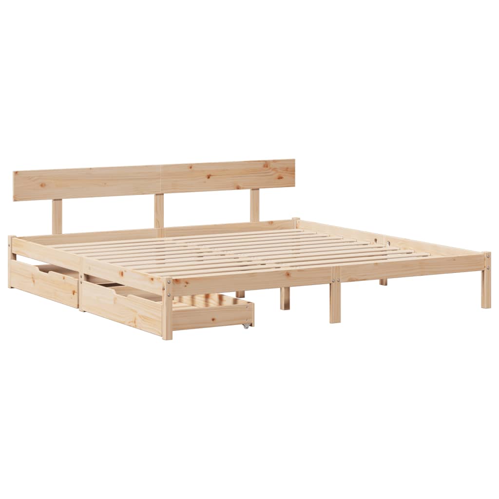 Bed Frame with Drawers 180x200 cm Super King Solid Wood Pine