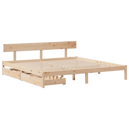 Bed Frame with Drawers 180x200 cm Super King Solid Wood Pine