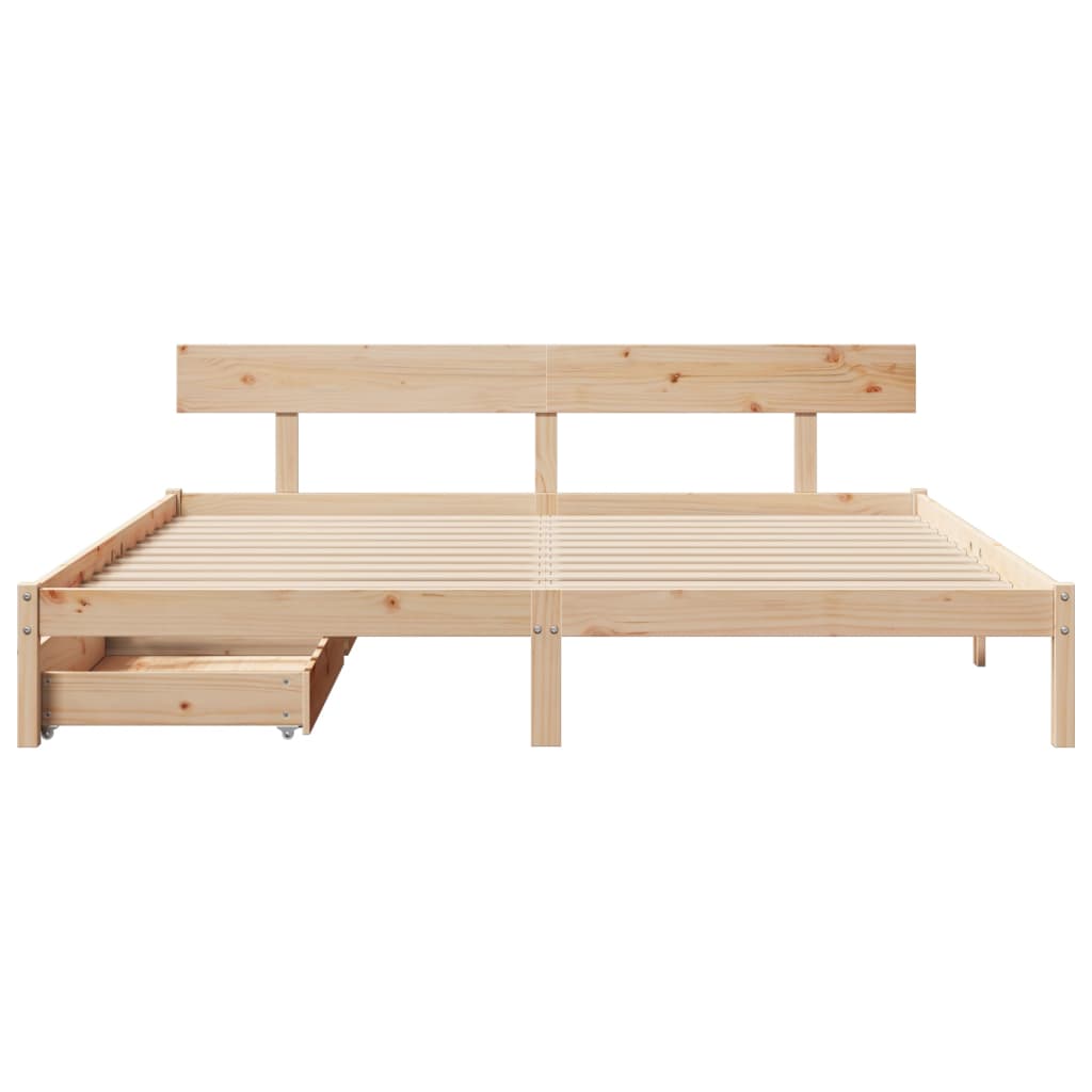 Bed Frame with Drawers 180x200 cm Super King Solid Wood Pine