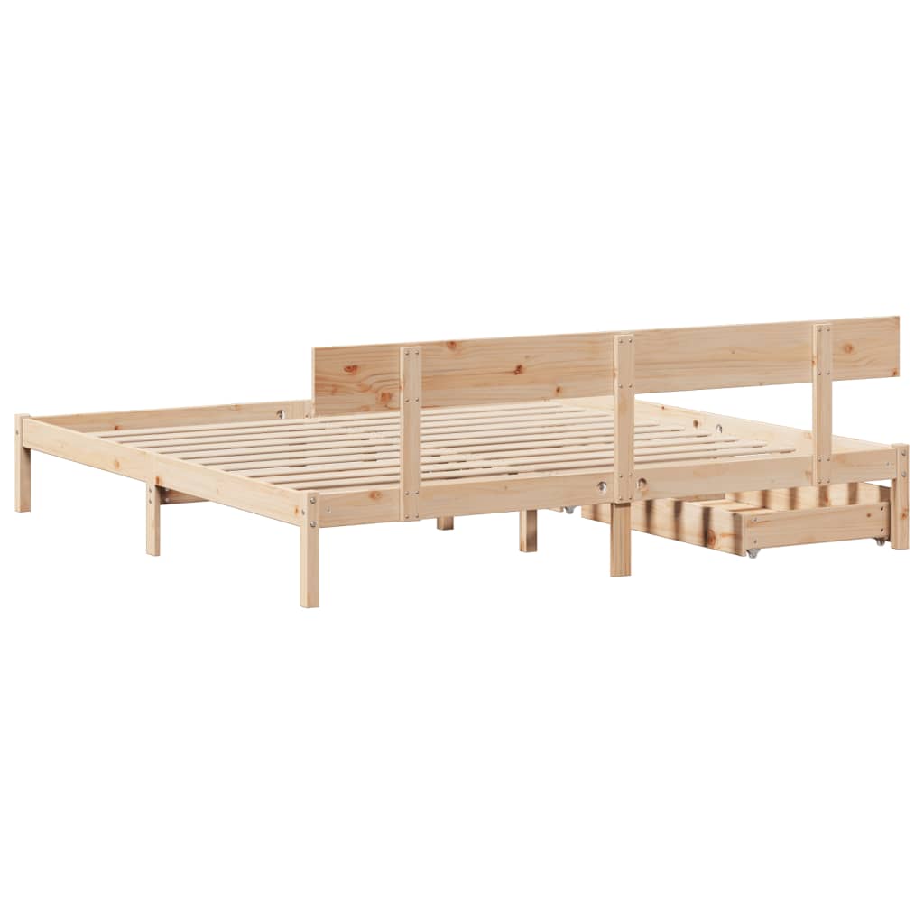 Bed Frame with Drawers 180x200 cm Super King Solid Wood Pine