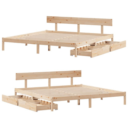 Bed Frame with Drawers 180x200 cm Super King Solid Wood Pine