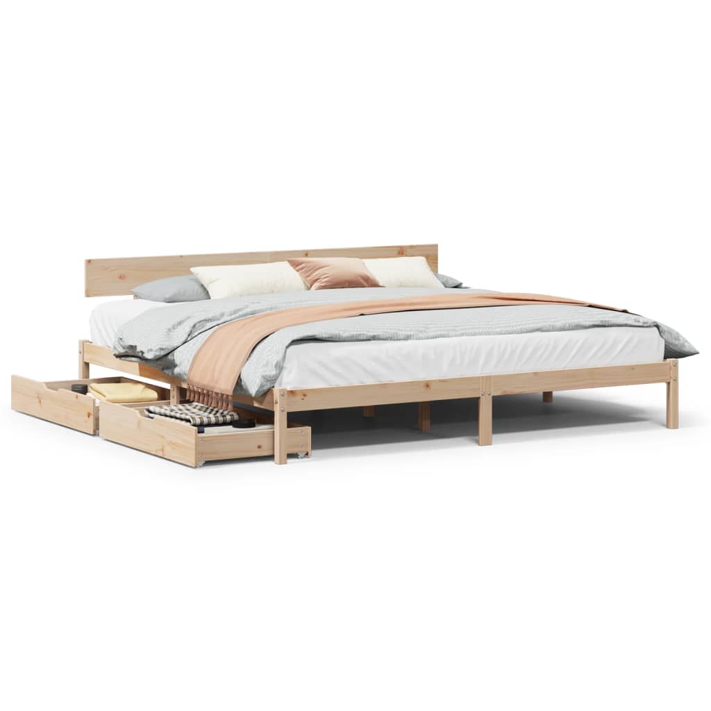 Bed Frame without Mattress 200x200 cm Solid Wood Pine