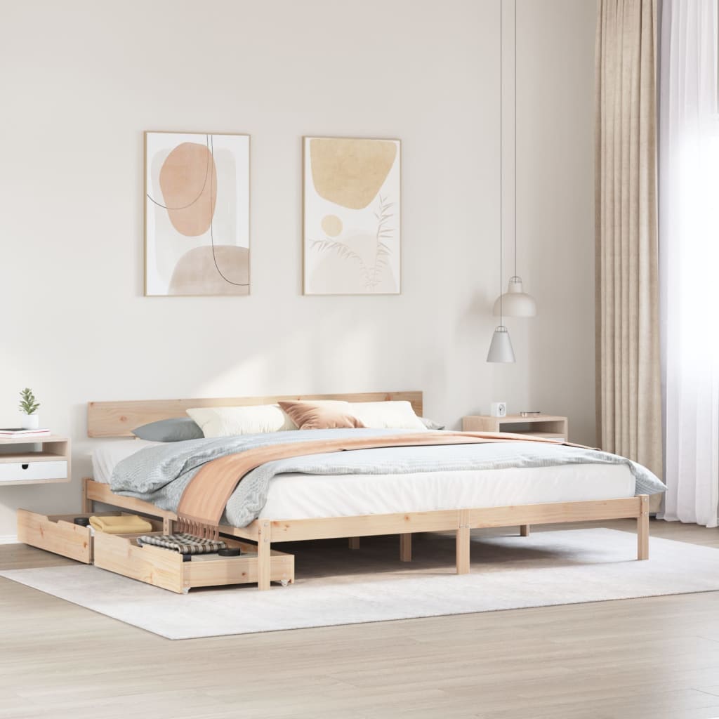 Bed Frame without Mattress 200x200 cm Solid Wood Pine