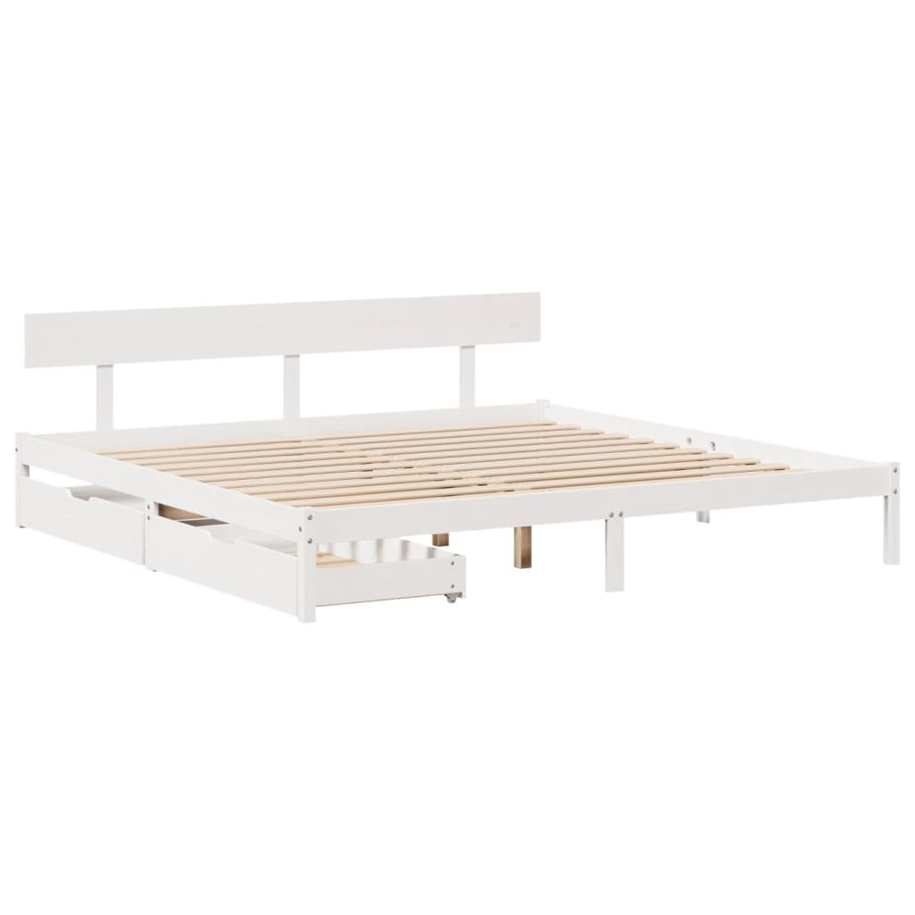 Bed Frame without Mattress White 200x200 cm Solid Wood Pine