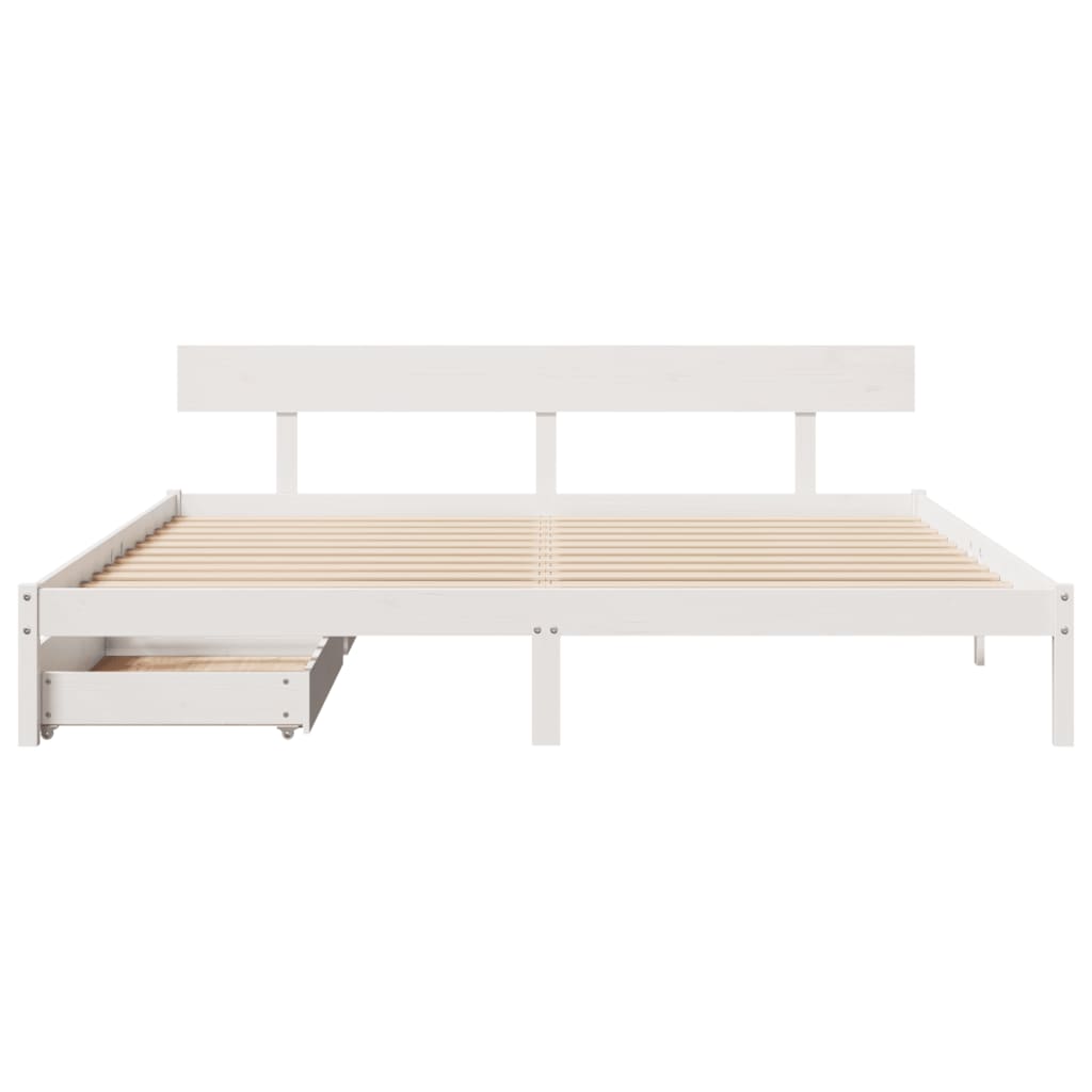 Bed Frame without Mattress White 200x200 cm Solid Wood Pine