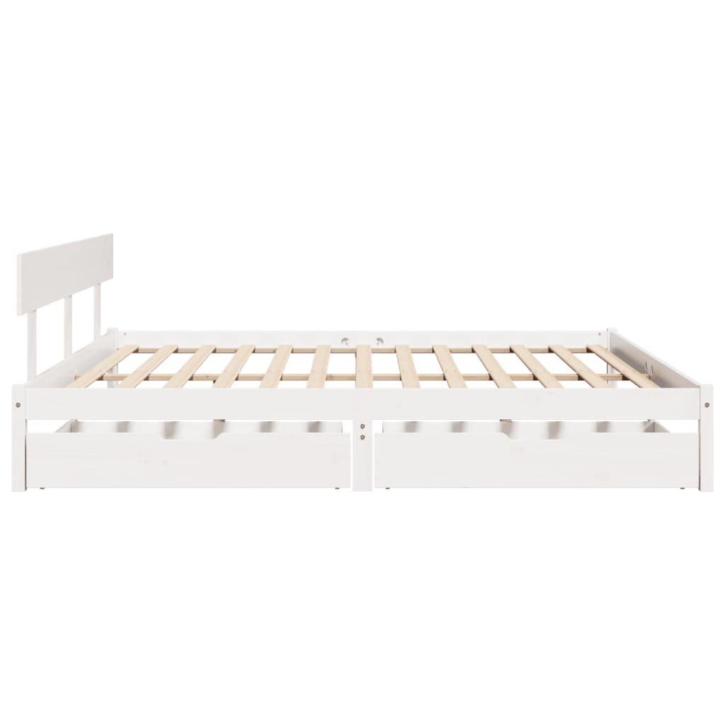 Bed Frame without Mattress White 200x200 cm Solid Wood Pine