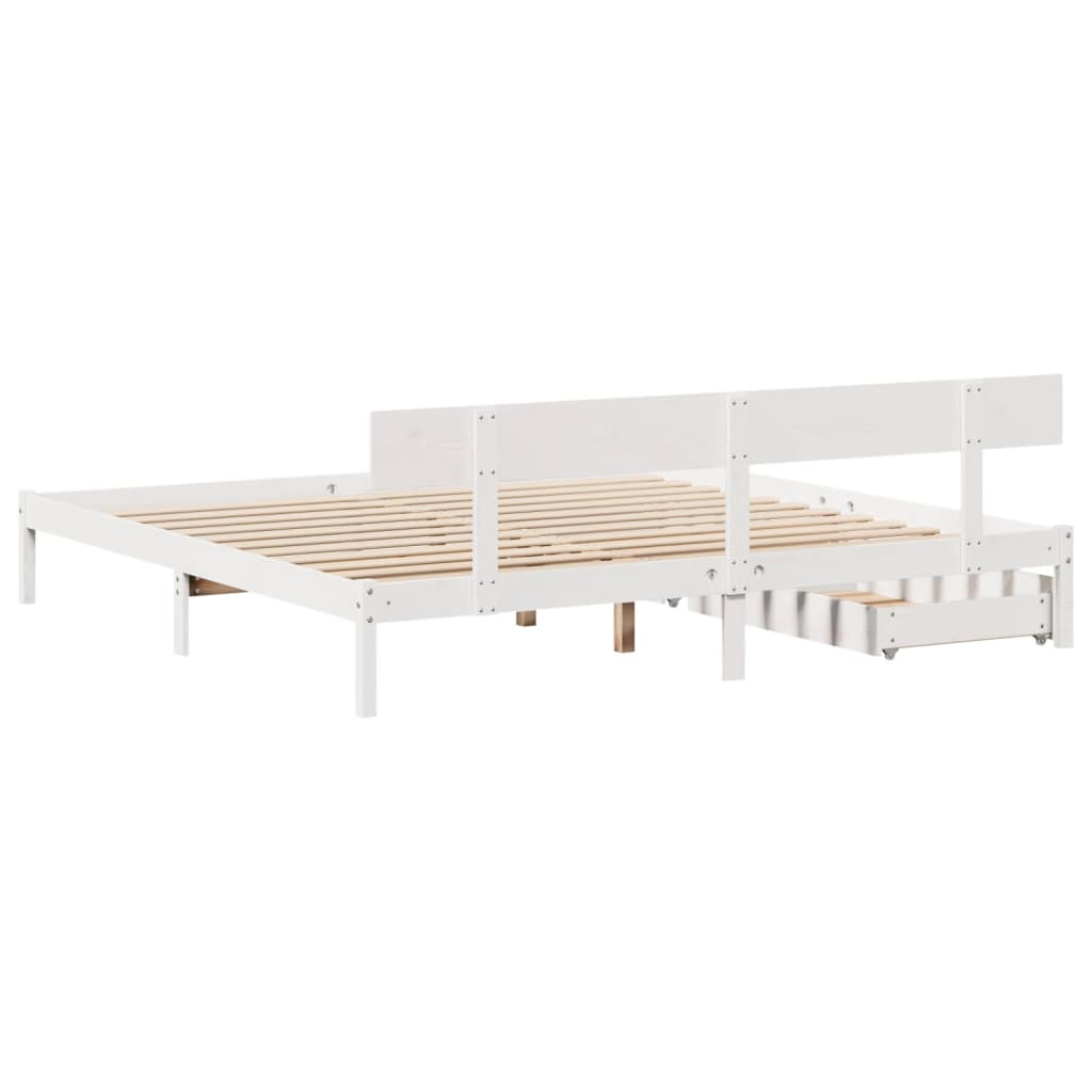 Bed Frame without Mattress White 200x200 cm Solid Wood Pine