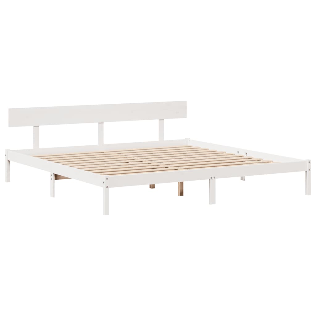 Bed Frame without Mattress White 200x200 cm Solid Wood Pine