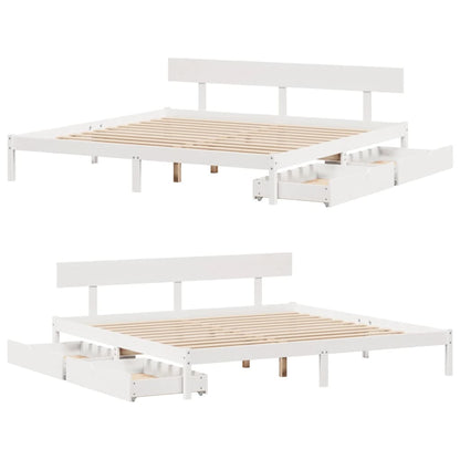 Bed Frame without Mattress White 200x200 cm Solid Wood Pine