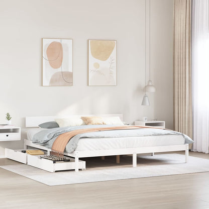 Bed Frame without Mattress White 200x200 cm Solid Wood Pine