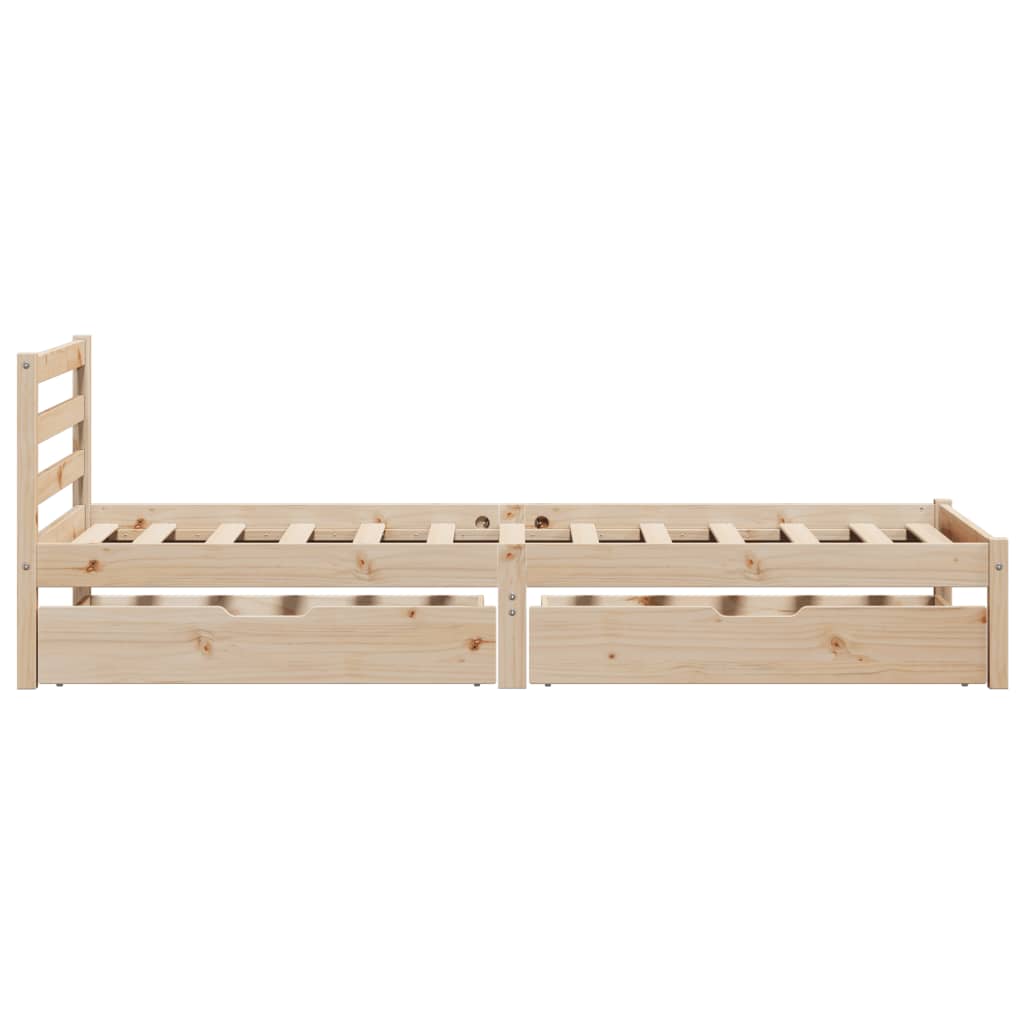 Bed Frame with Drawers 75x190 cm Small Single Solid Wood Pine