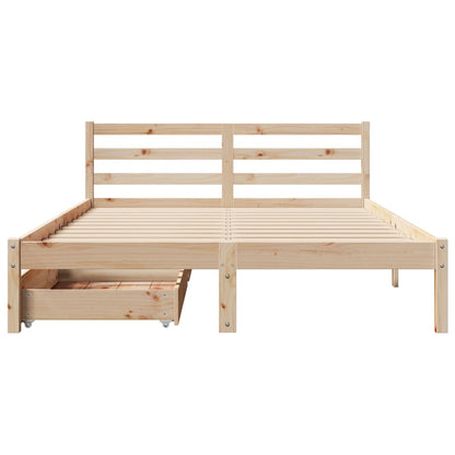 Bed Frame with Drawers 135x190 cm Double Solid Wood Pine