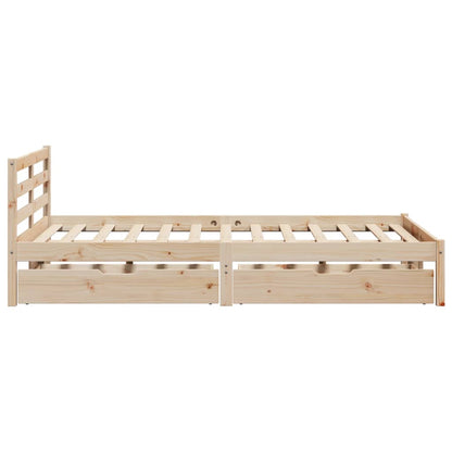 Bed Frame with Drawers 135x190 cm Double Solid Wood Pine