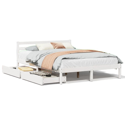 Bed Frame with Drawers White 120x200 cm Solid Wood Pine