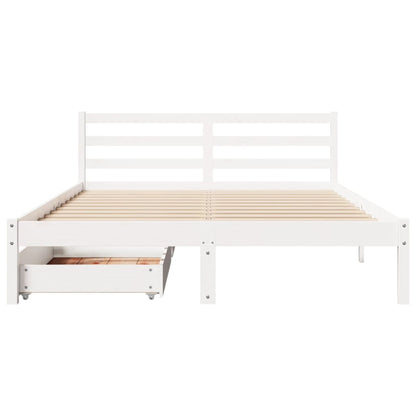 Bed Frame with Drawers White 120x200 cm Solid Wood Pine