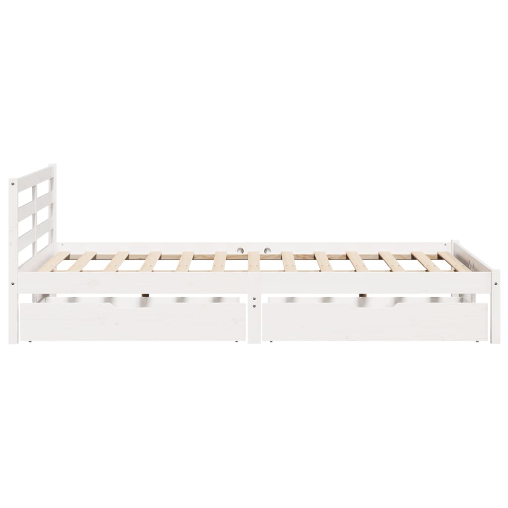 Bed Frame with Drawers White 120x200 cm Solid Wood Pine