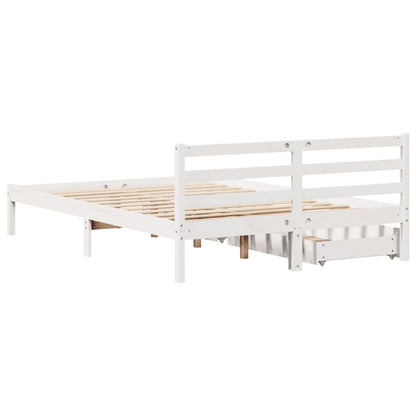 Bed Frame with Drawers White 120x200 cm Solid Wood Pine