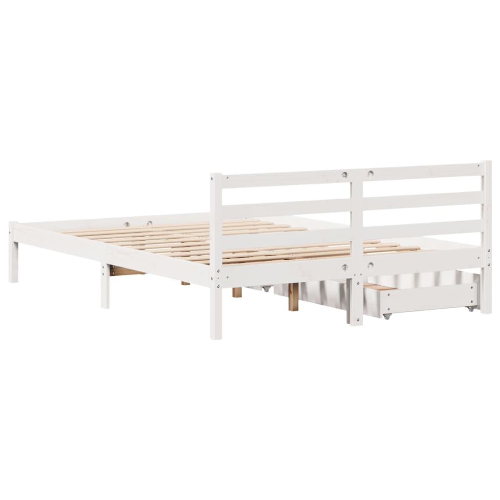 Bed Frame without Mattress White 140x200 cm Solid Wood Pine