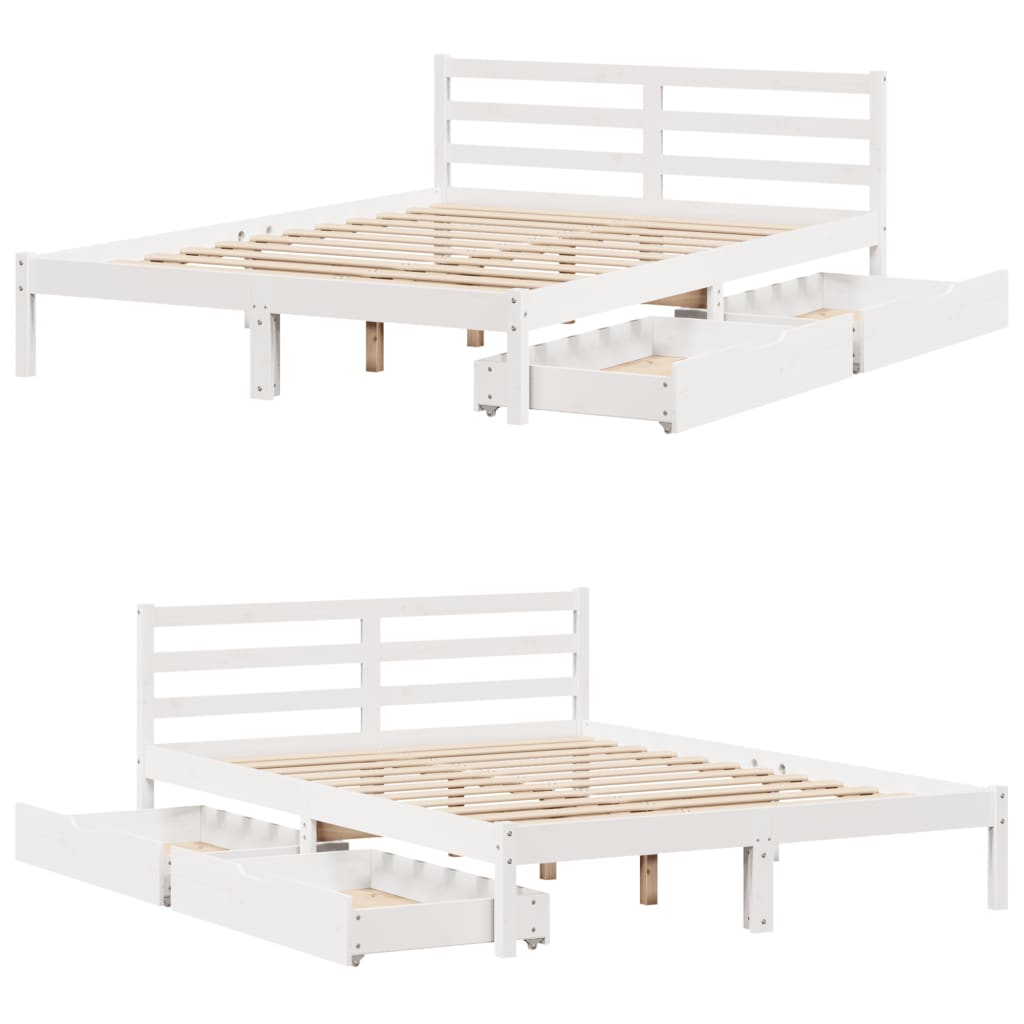 Bed Frame without Mattress White 140x200 cm Solid Wood Pine