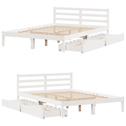 Bed Frame without Mattress White 140x200 cm Solid Wood Pine