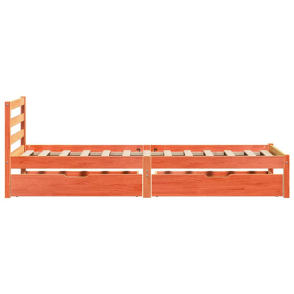 Bed Frame with Drawers Wax Brown 90x190 cm Single Solid Wood Pine