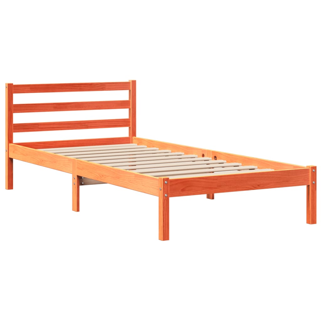 Bed Frame with Drawers Wax Brown 90x190 cm Single Solid Wood Pine