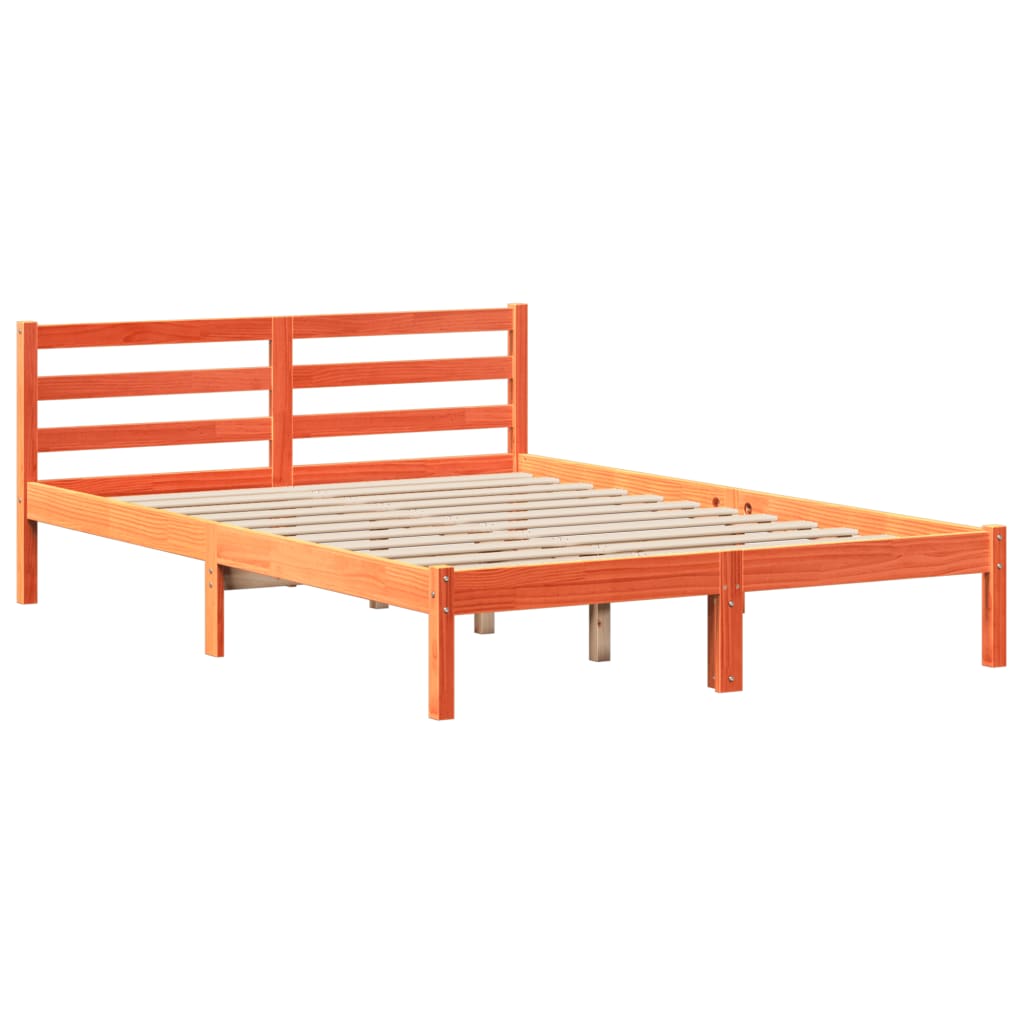 Bed Frame without Mattress Wax Brown 150x200 cm King Size Solid Wood Pine