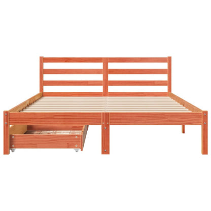 Bed Frame without Mattress Wax Brown 160x200 cm Solid Wood Pine