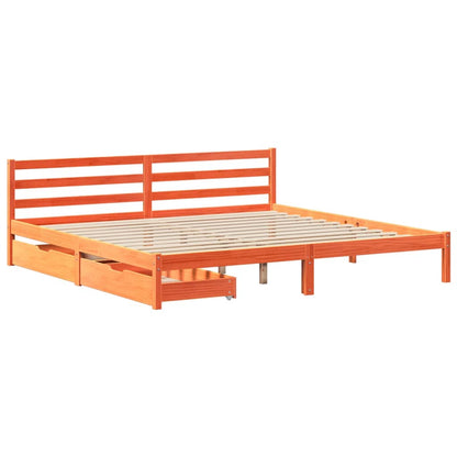 Bed Frame without Mattress Wax Brown 200x200 cm Solid Wood Pine