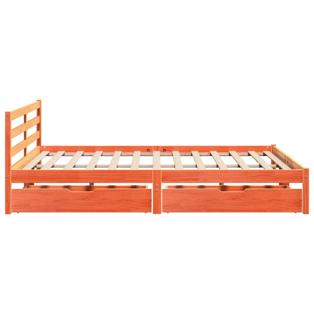 Bed Frame without Mattress Wax Brown 200x200 cm Solid Wood Pine