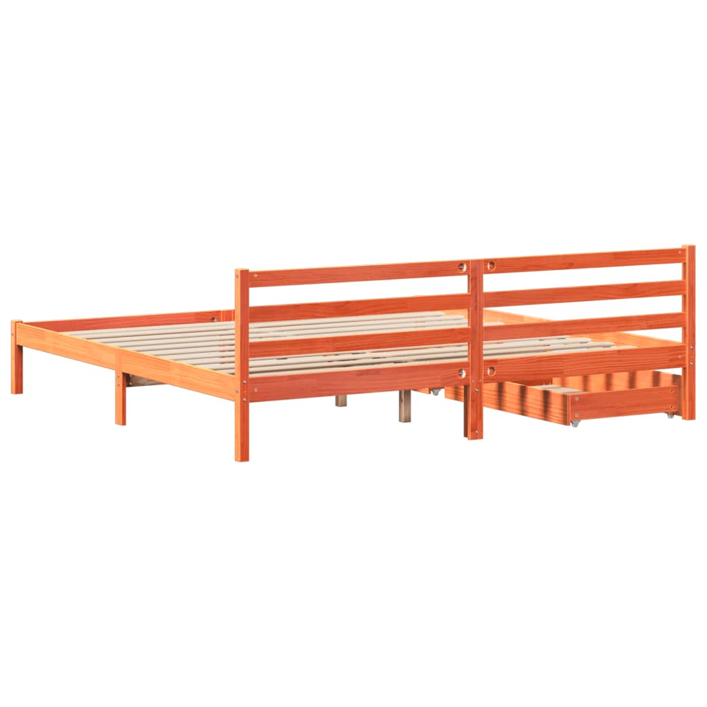 Bed Frame without Mattress Wax Brown 200x200 cm Solid Wood Pine