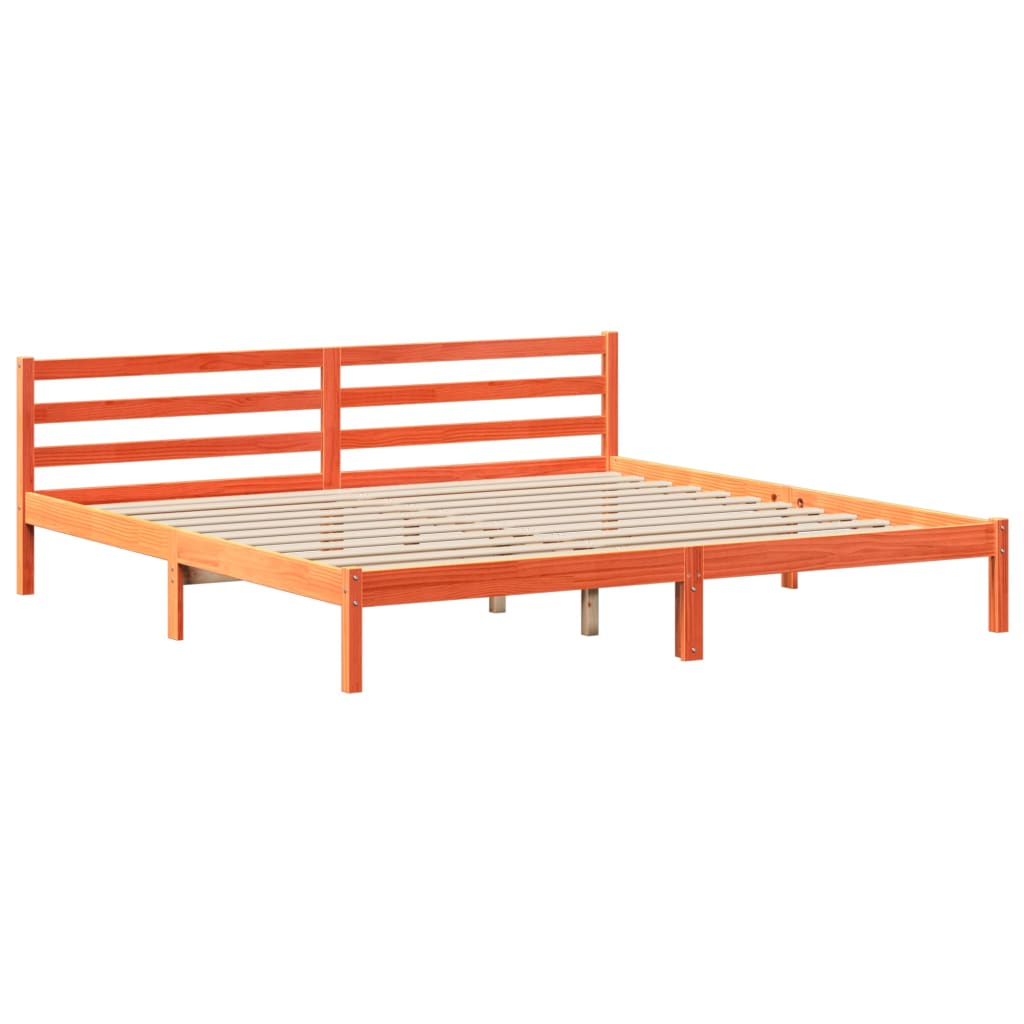 Bed Frame without Mattress Wax Brown 200x200 cm Solid Wood Pine