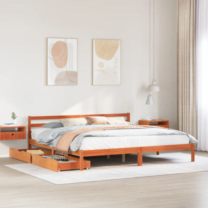 Bed Frame without Mattress Wax Brown 200x200 cm Solid Wood Pine