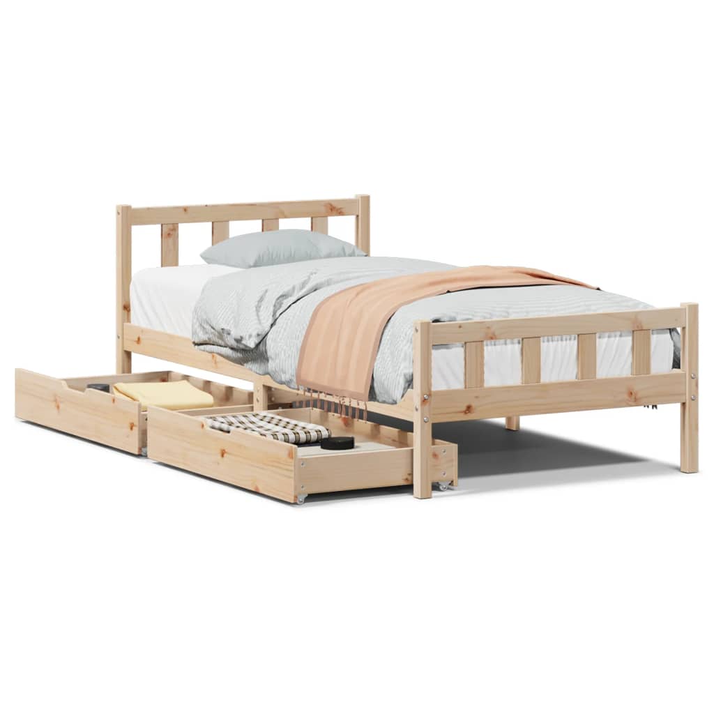 Bed Frame without Mattress 75x190 cm Small Single Solid Wood Pine