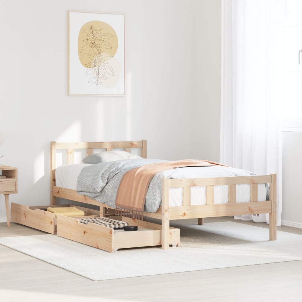 Bed Frame without Mattress 75x190 cm Small Single Solid Wood Pine