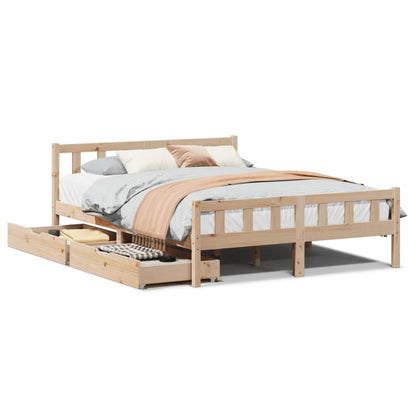 Bed Frame without Mattress 135x190 cm Double Solid Wood Pine