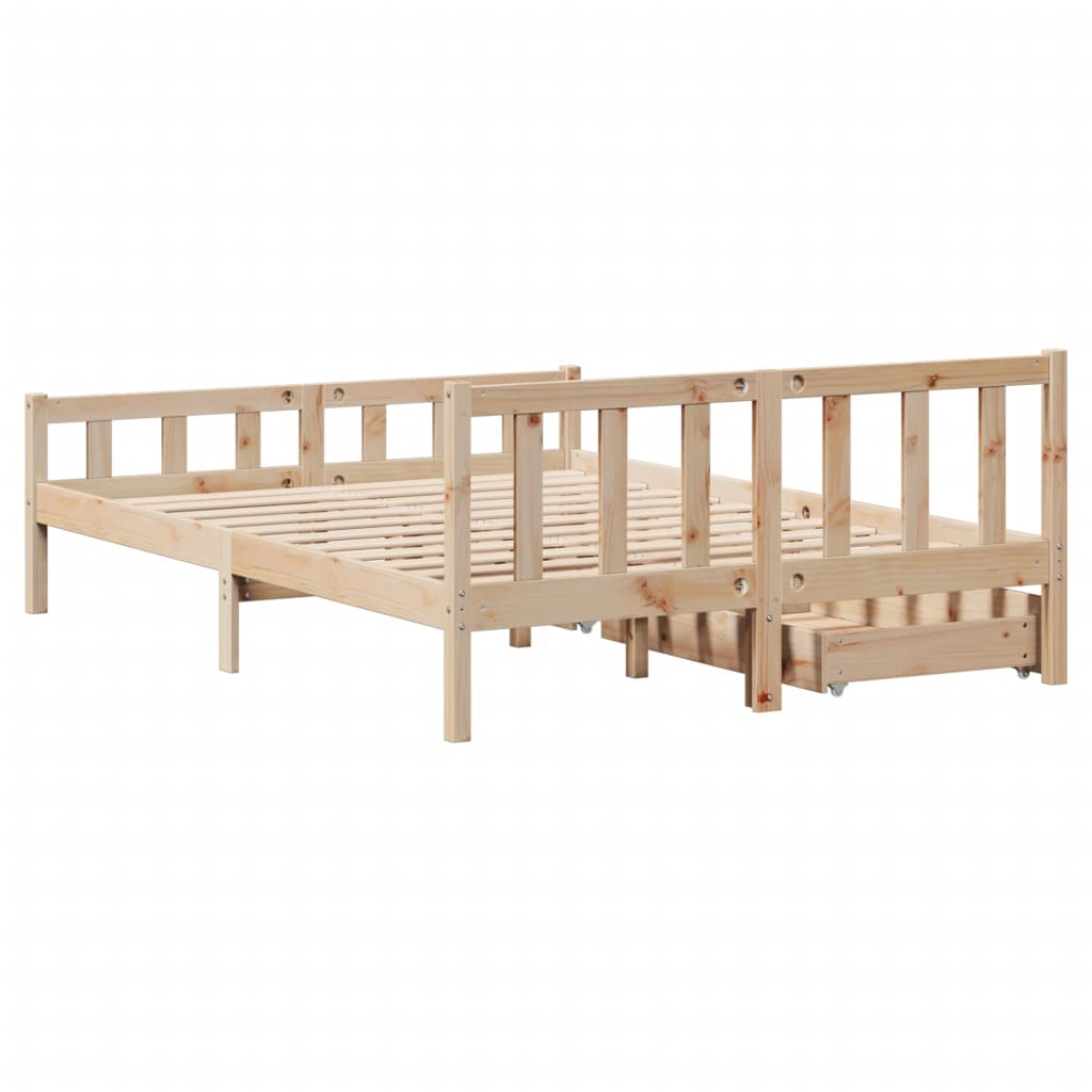 Bed Frame without Mattress 135x190 cm Double Solid Wood Pine