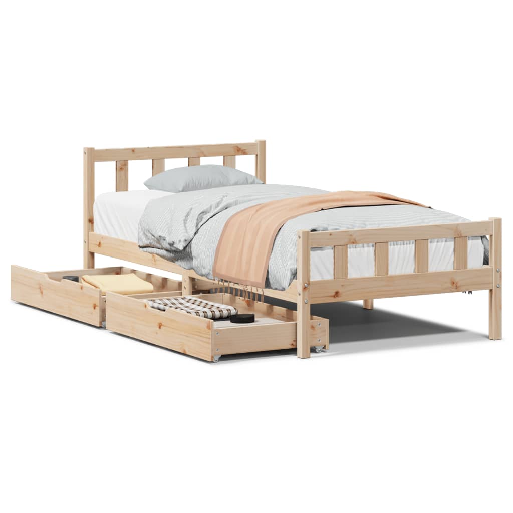 Bed Frame without Mattress 100x200 cm Solid Wood Pine