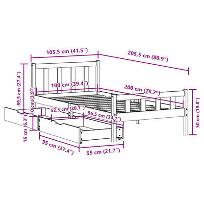 Bed Frame without Mattress 100x200 cm Solid Wood Pine