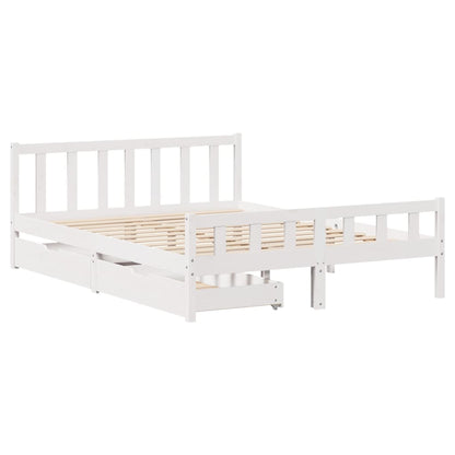 Bed Frame without Mattress White 150x200 cm King Size Solid Wood Pine