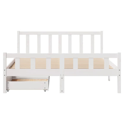 Bed Frame without Mattress White 150x200 cm King Size Solid Wood Pine