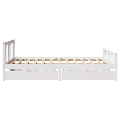 Bed Frame without Mattress White 150x200 cm King Size Solid Wood Pine