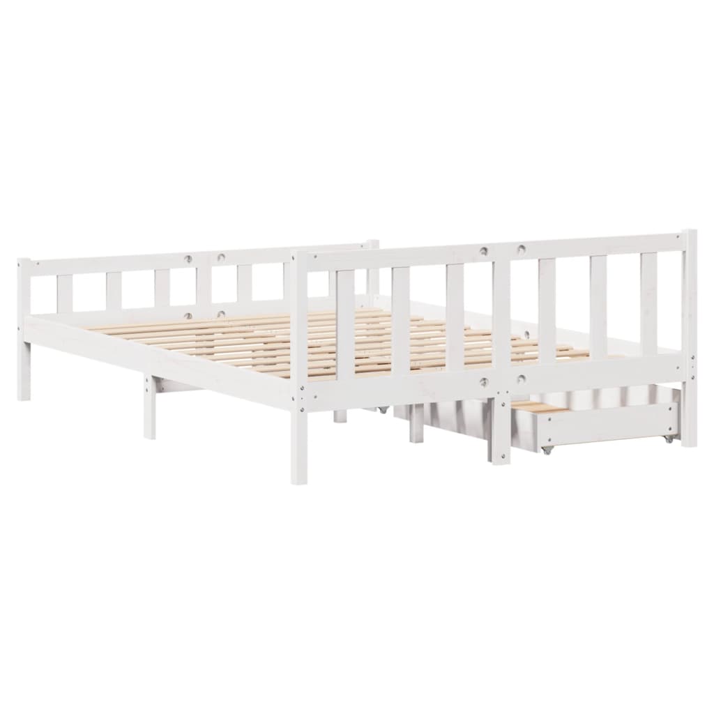 Bed Frame without Mattress White 160x200 cm Solid Wood Pine