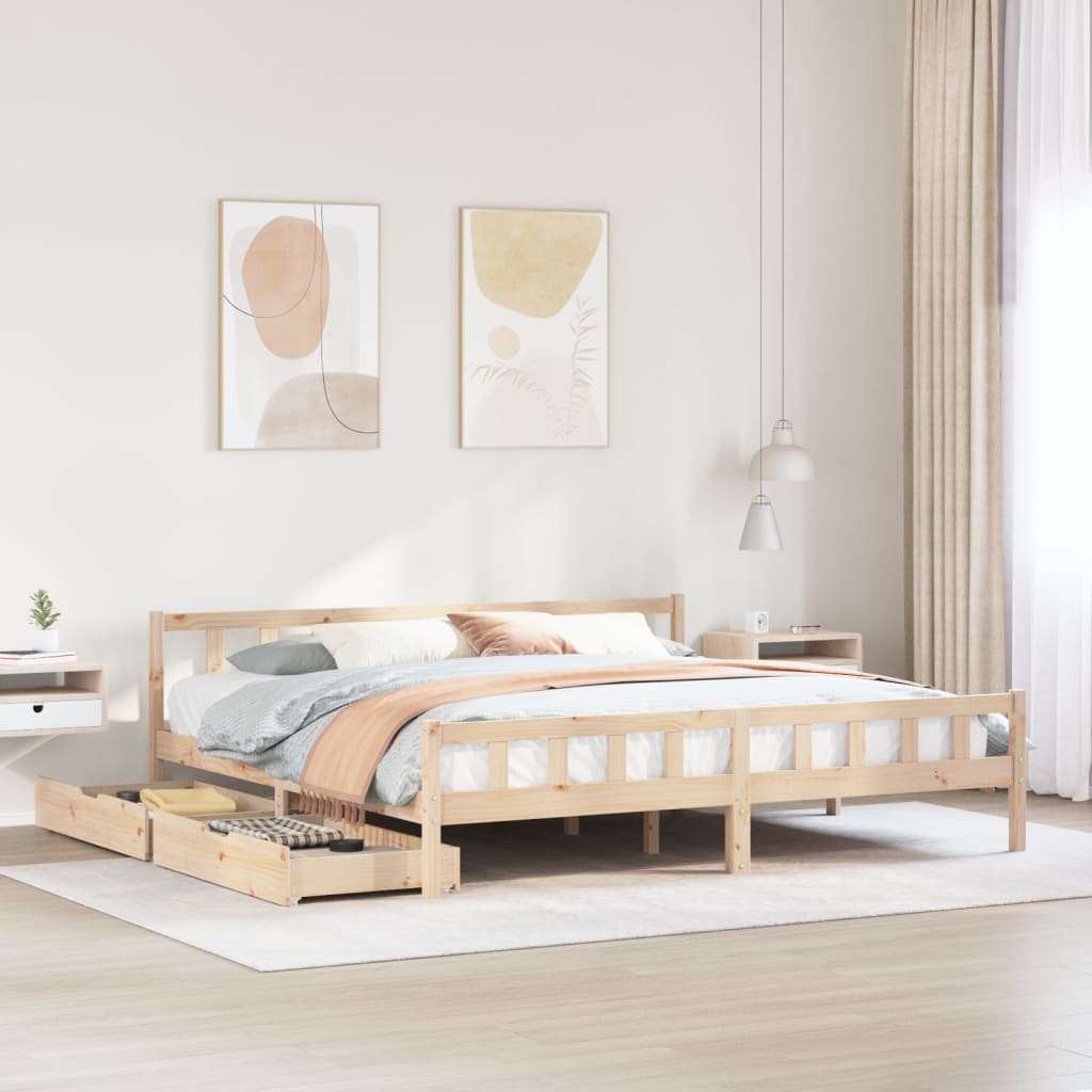 Bed Frame without Mattress 180x200 cm Super King Solid Wood Pine