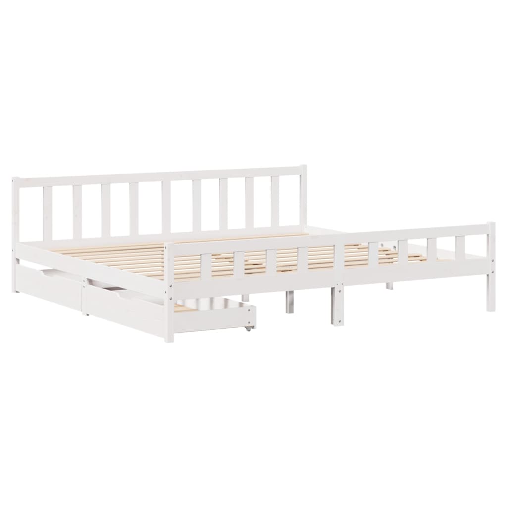 Bed Frame without Mattress White 180x200 cm Super King Solid Wood Pine