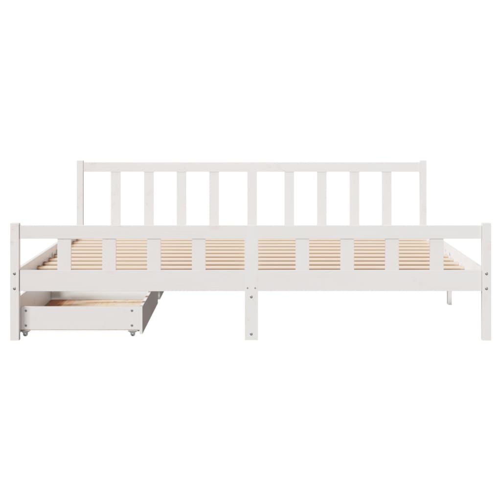 Bed Frame without Mattress White 180x200 cm Super King Solid Wood Pine