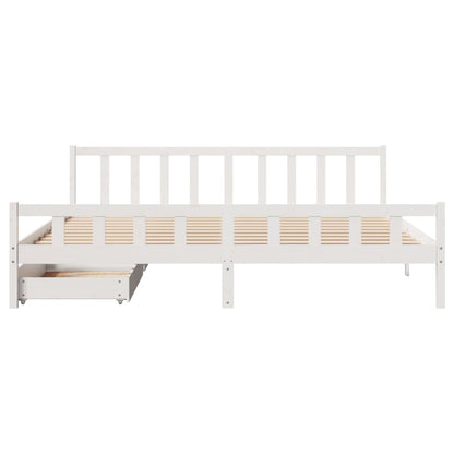 Bed Frame without Mattress White 180x200 cm Super King Solid Wood Pine