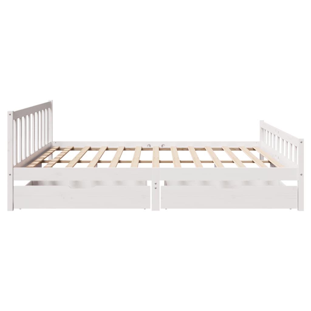 Bed Frame without Mattress White 180x200 cm Super King Solid Wood Pine